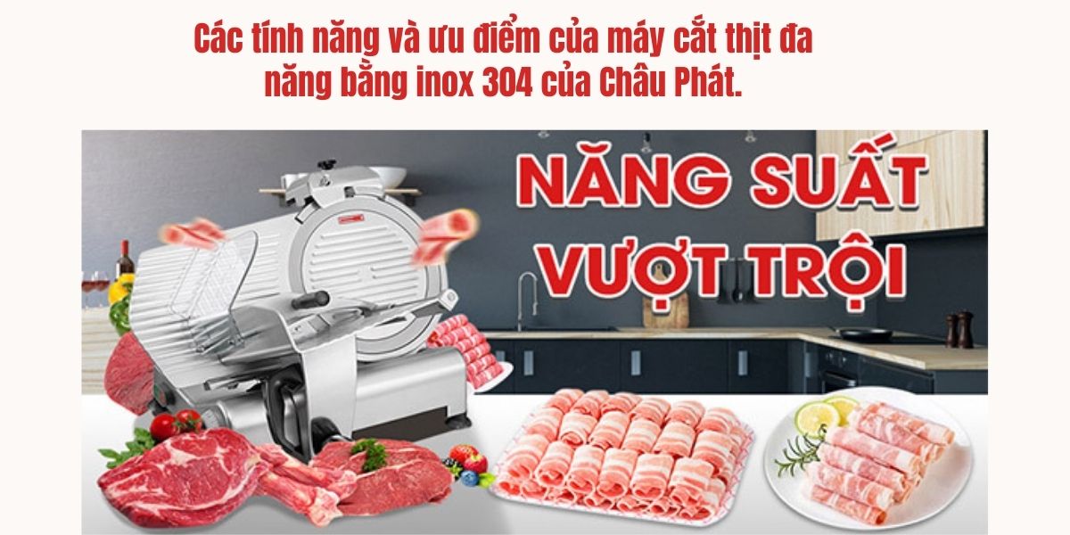 Các tính năng và ưu điểm của máy cắt thịt đa năng bằng inox 304 của Châu Phát