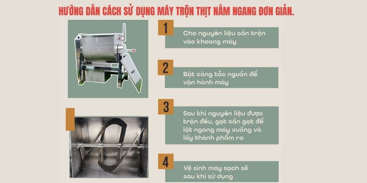 Hướng dẫn cách sử dụng máy trộn thịt nằm ngang đơn giản