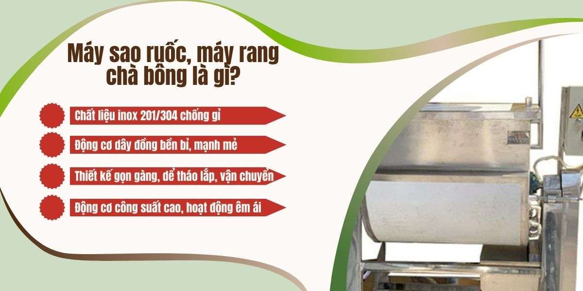 Máy sấy khô gà lá chanh mini bằng inox 304 17 Máy sao ruốc, máy rang chà bông là gì