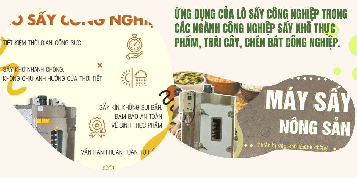 Ứng dụng của lò sấy công nghiệp trong các ngành công nghiệp sấy khô thực phẩm, trái cây, chén bát công nghiệp