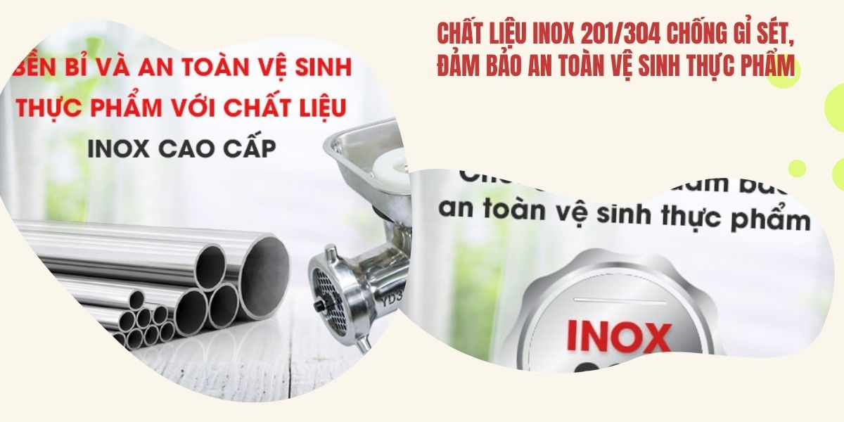 chất liệu inox chống gỉ sét